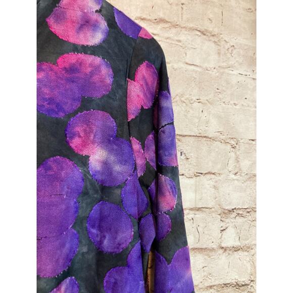 LOGO Lori Goldstein Tunic Top Womens‎ Large Purple Watercolor Tetured Polka Dots - Picture 8 of 15